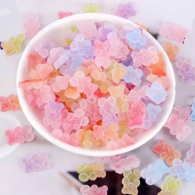 50 Pieces Nail Gummy Bear Charms, Resin Flatbacks Candy Bear Charms for  Slime Nails DIY Craft Scrapbooking Phone Case Doll House Stationery Box