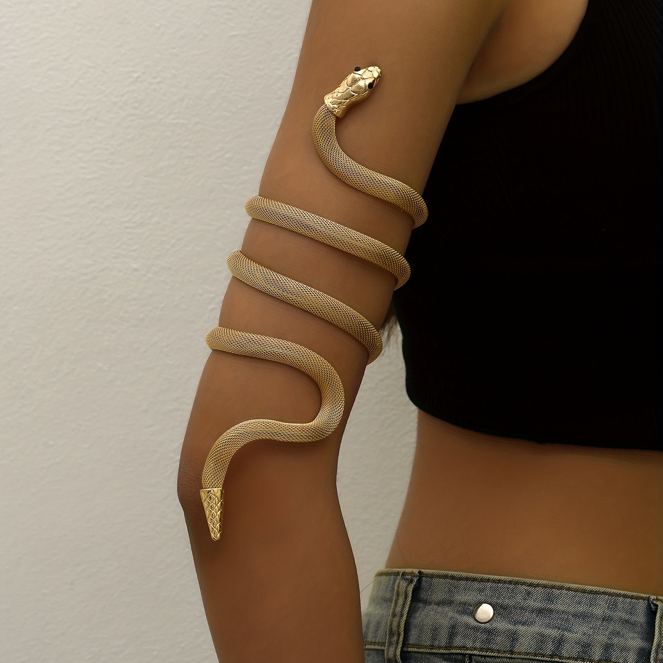 HUASAI Halloween Snake Arm Cuff Gold Snake Bracelet for Women Girls Snake  Open Bangle Bracelet