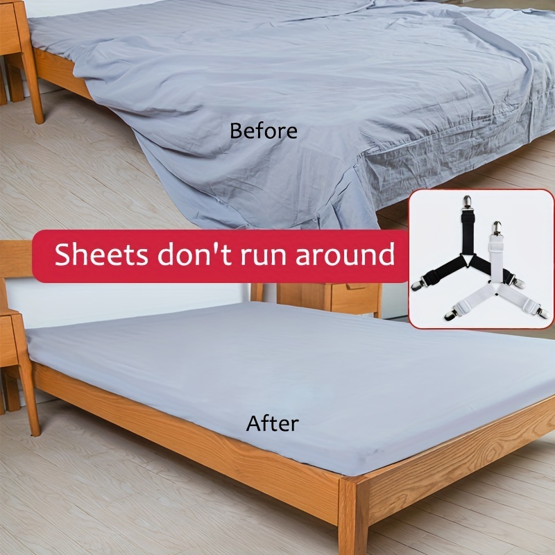 4Pcs/Set Adjustable Fitted Bed Sheet Corner Straps Clips Holders Grippers  Set
