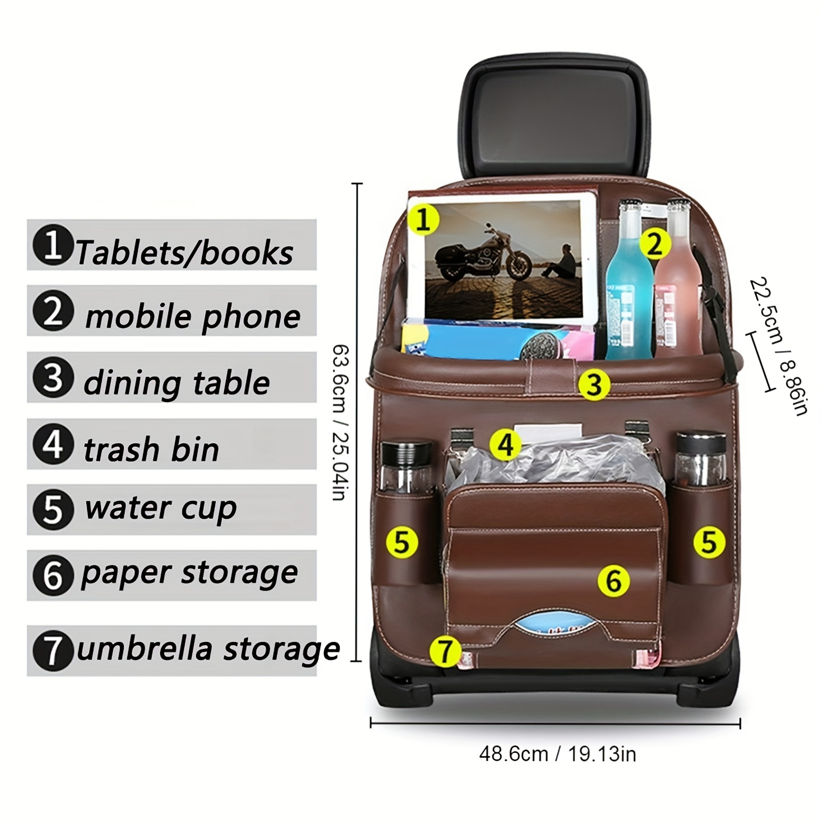 Multifunctional Car Back Seat Car Storage Box Under Seat Storage Box Tissue  Box Auto Back Seat Bag Decoration Accessories