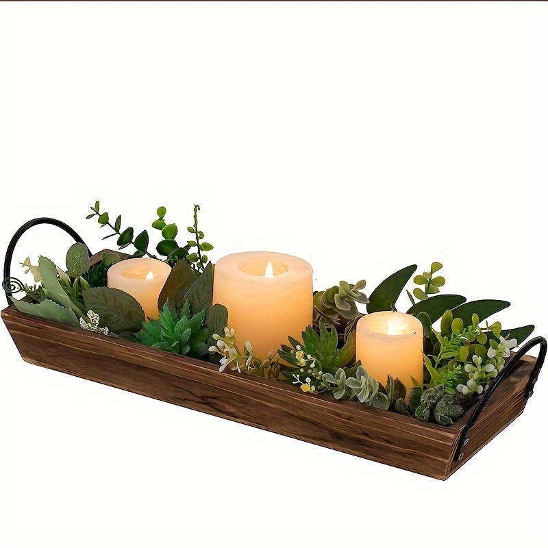 TEMU A Decorative Storage Tray Made Of Solid Wood In A Rustic Farmhouse Style, Ideal For Home Decor And Birthday Celebrations With A Country-chic