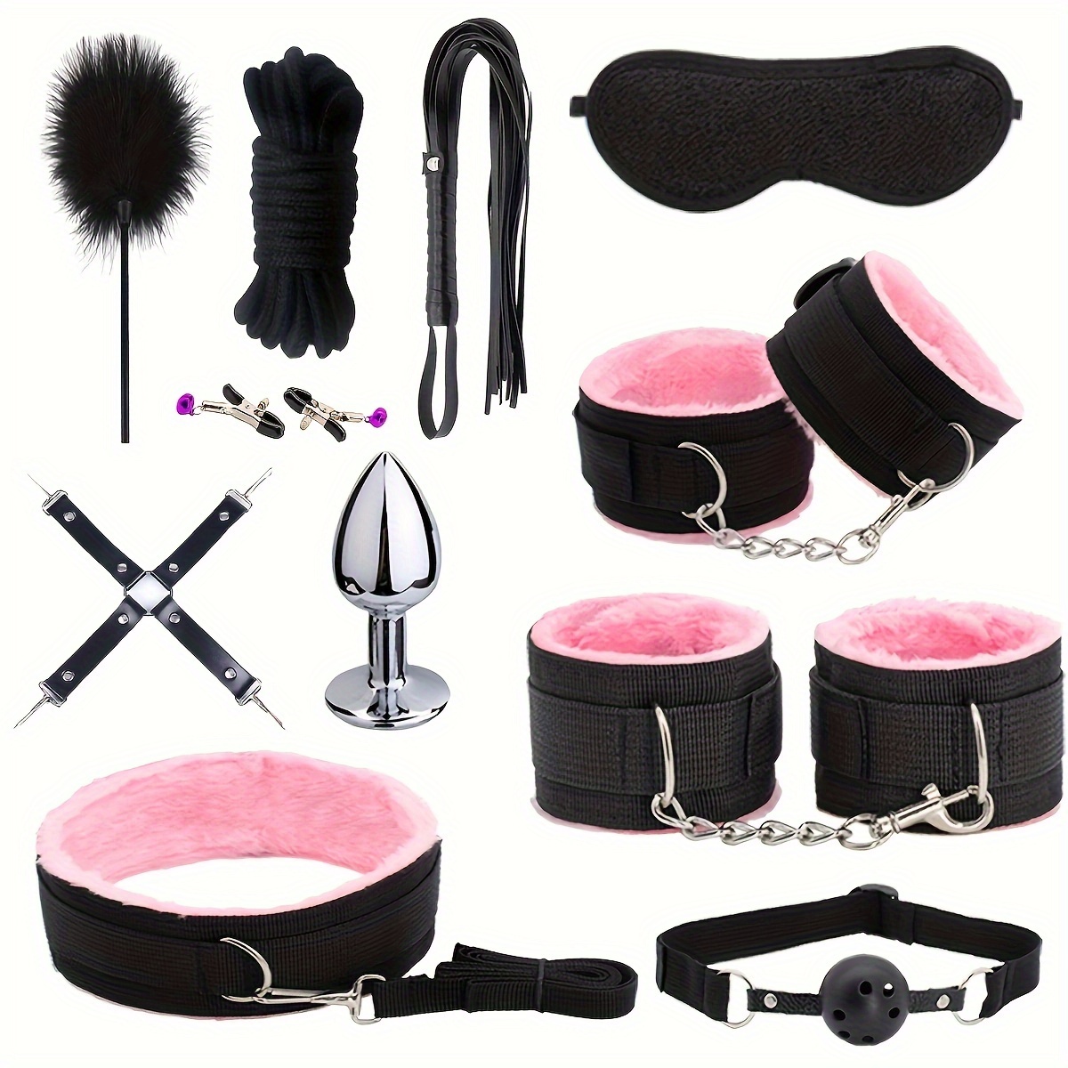 Buy BDSM Kit - 10 Pieces Bondage Kit With Nipple Clamps And