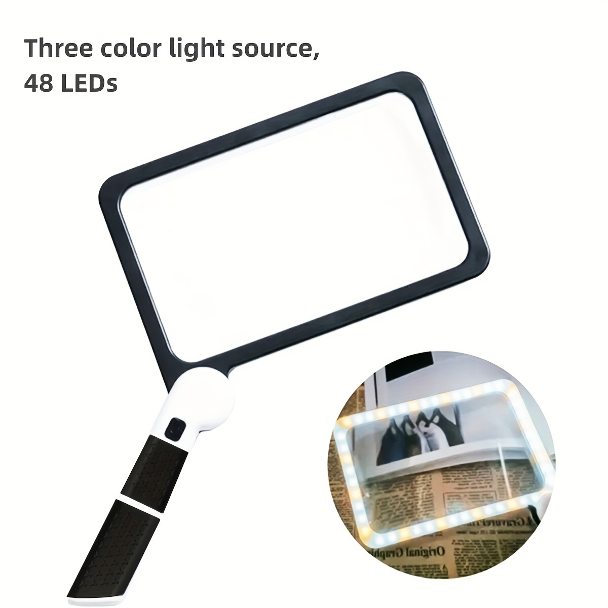 Portable Handheld Magnifying Glass with LED Light Foldable Desktop