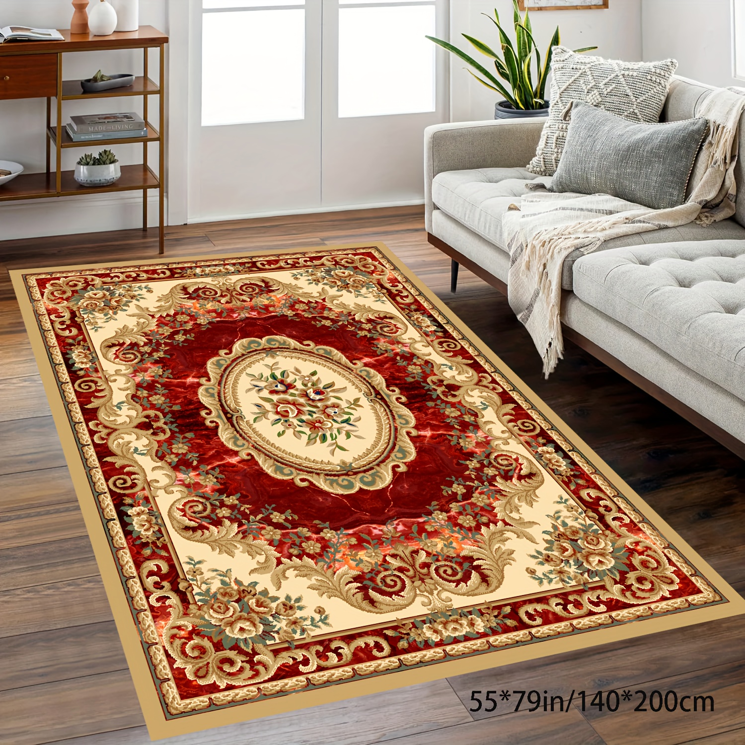 Cristal Velours Ombrage Fil D'or Grand Tapis Tapis Salon Chambre