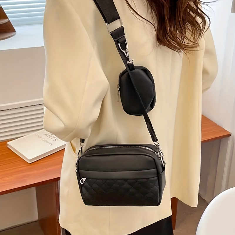 Argyle Quilted Zipper Square Bag, Fashion Chain Crossbody Purse, Women's  Multi Zip Shoulder Purse (7.09*5.12*3.54) Inch - Temu