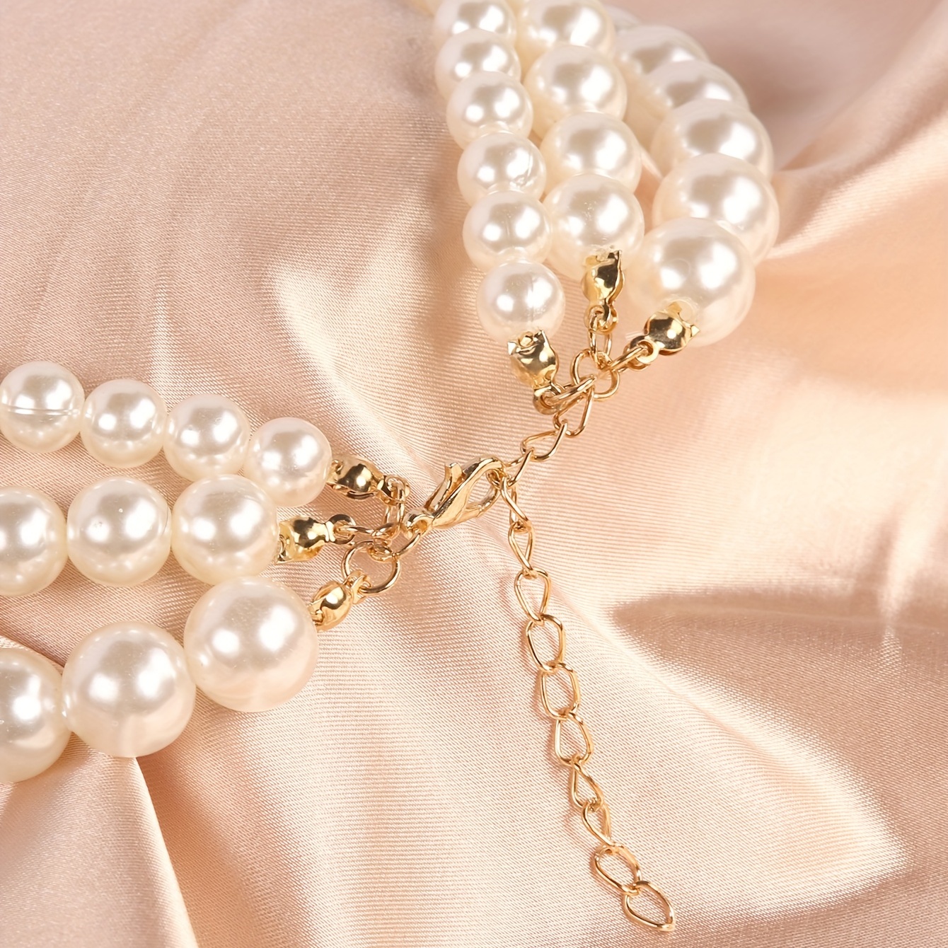 Women's Vintage Style Layered Choker Pearl Necklace