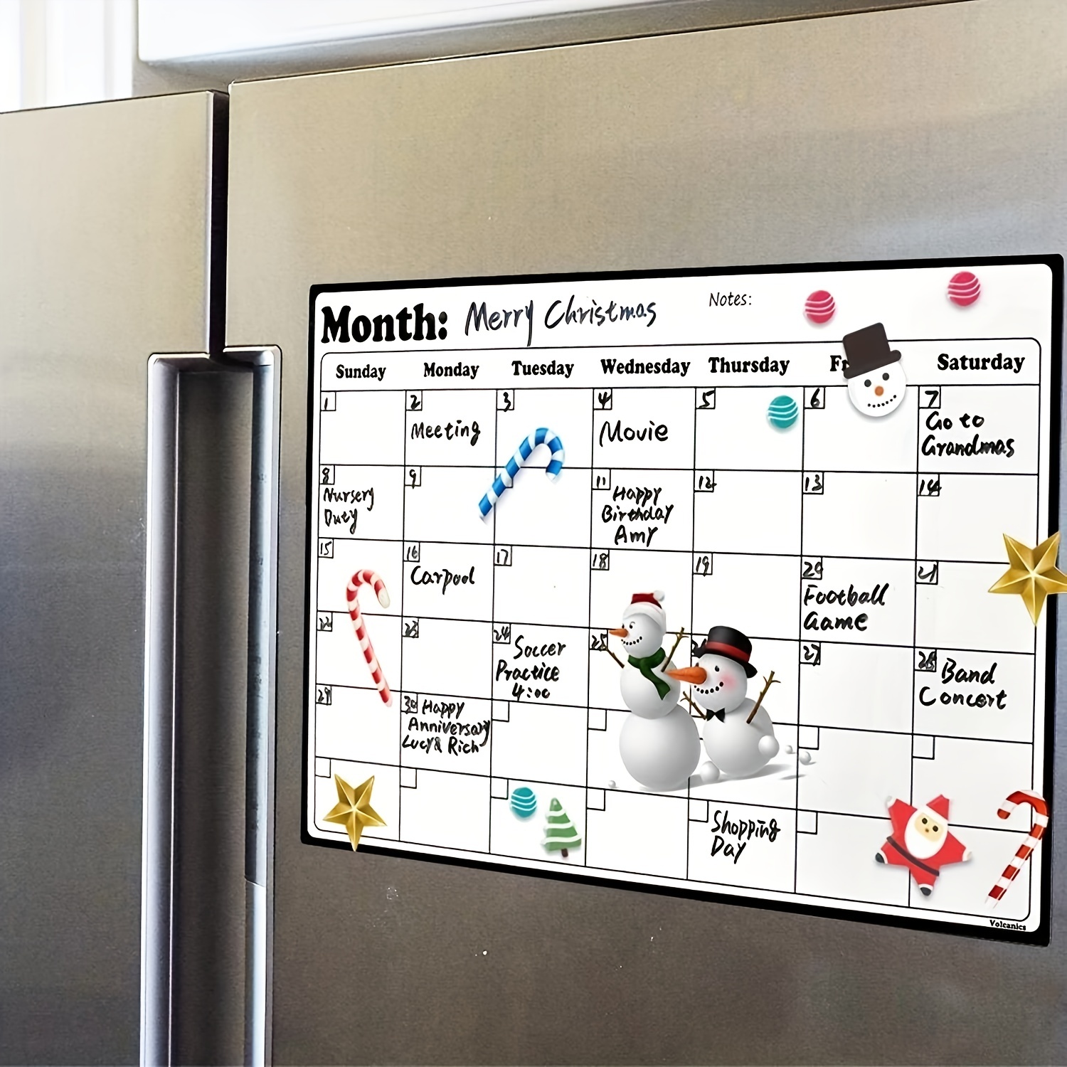 Paquete magnético de borrado en seco para nevera, calendario y pizarra  blanca para refrigerador: 2 tableros - 17x12 - 6 marcadores de punta fina  y