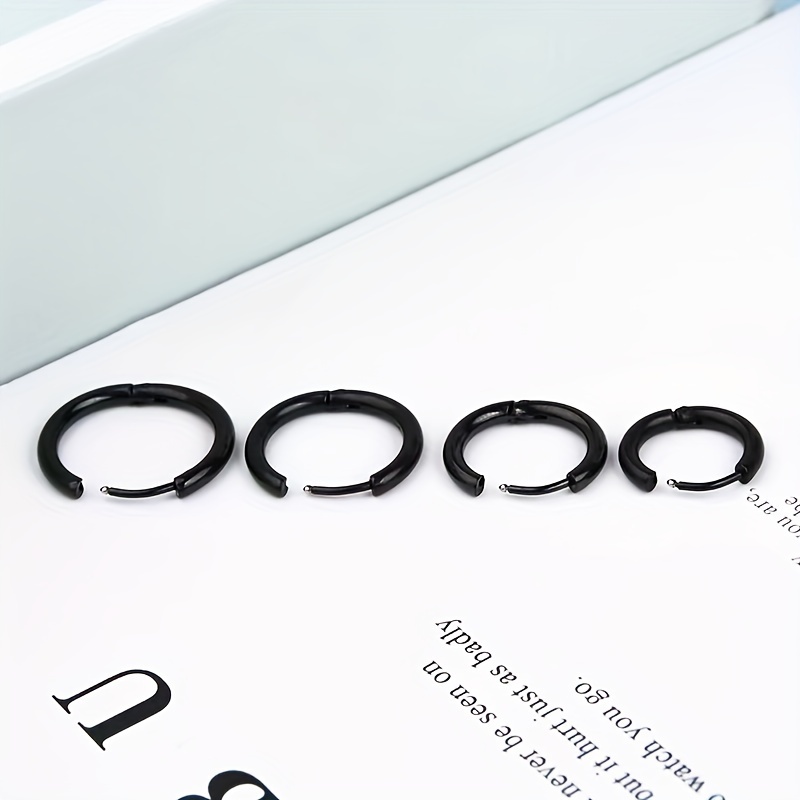 Tiny Glossy Hoop Earrings Stainless Steel Jewelry Simple Leisure Style For Women Daily Casual