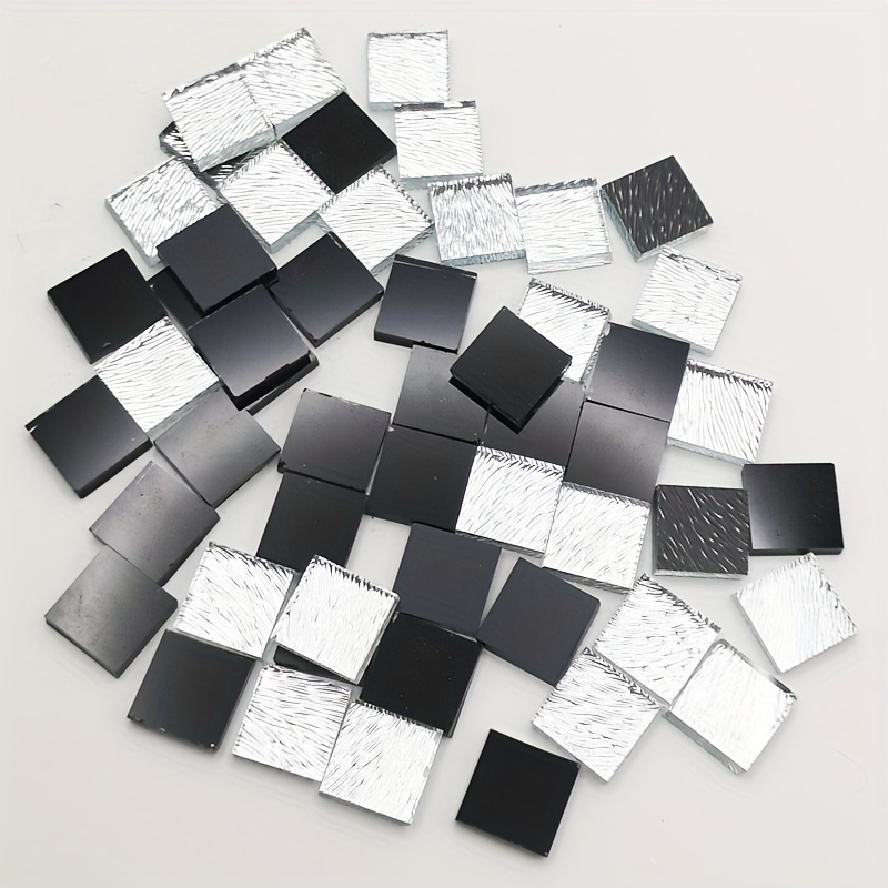 50 Mosaic Glass Mirrors Black And Silver White Creative - Temu