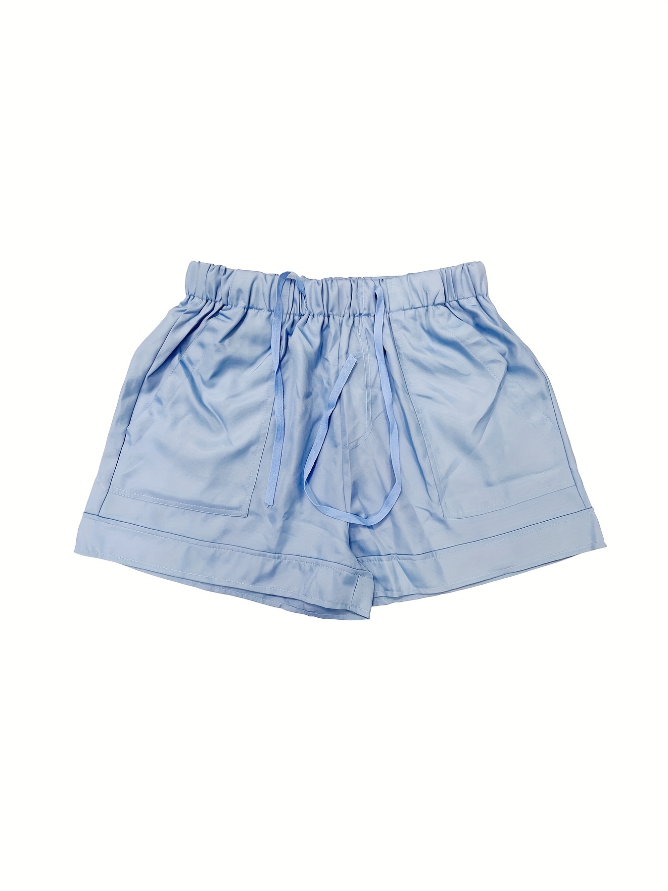Solid Elastic Waist Shorts Casual Drawstring Comfy Summer - Temu Canada