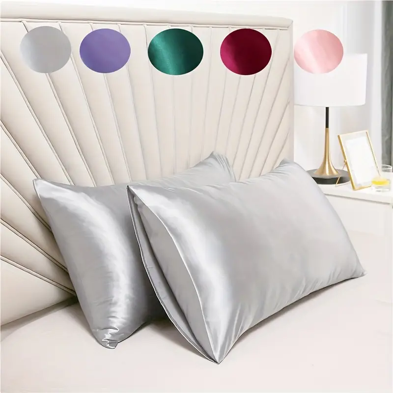 Satin Pillowcase For Hair And Skin Queen Light Gray And - Temu