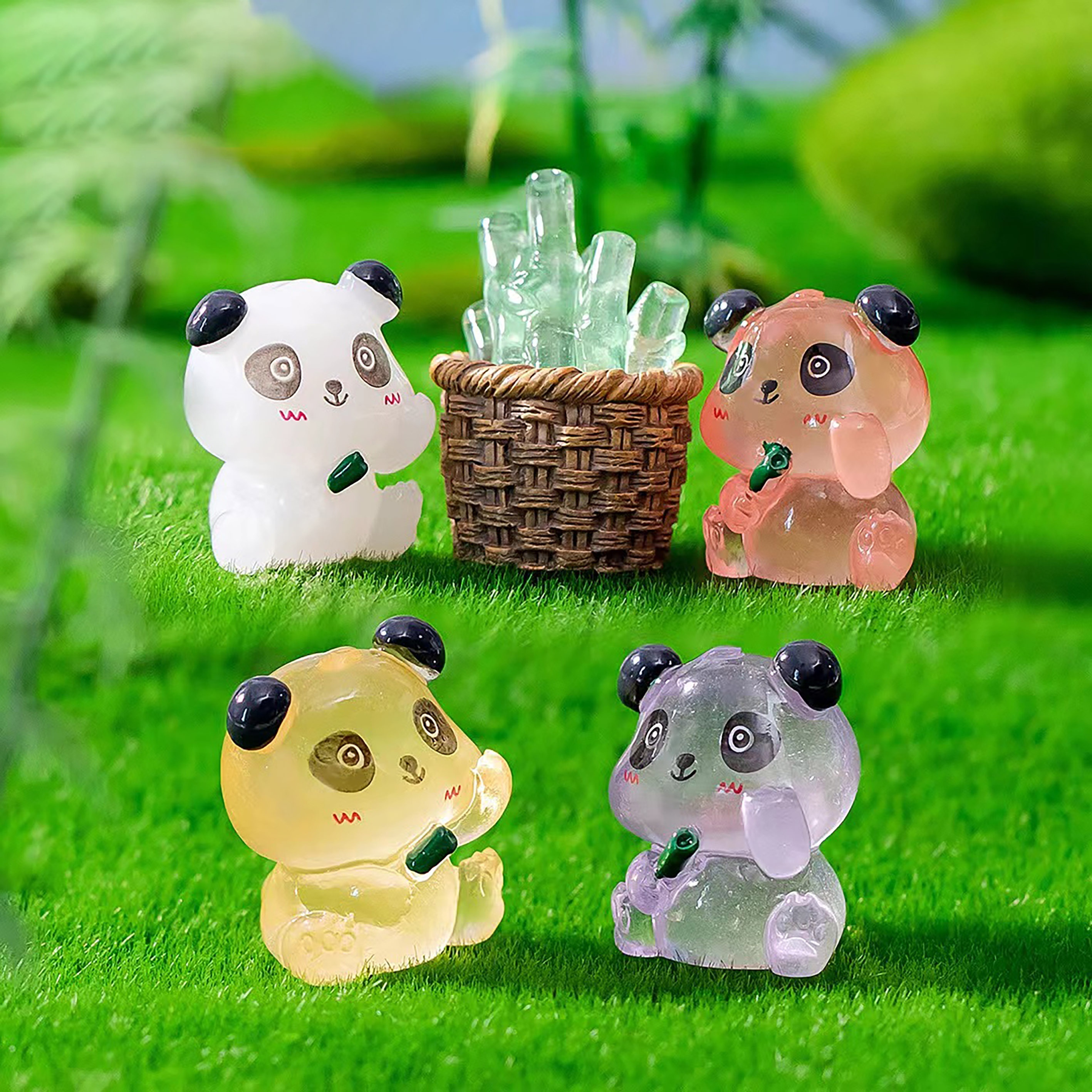 Panda Figurine Anti-fade Decorative Adorable Mini Panda Sculpture  Anti-deformed