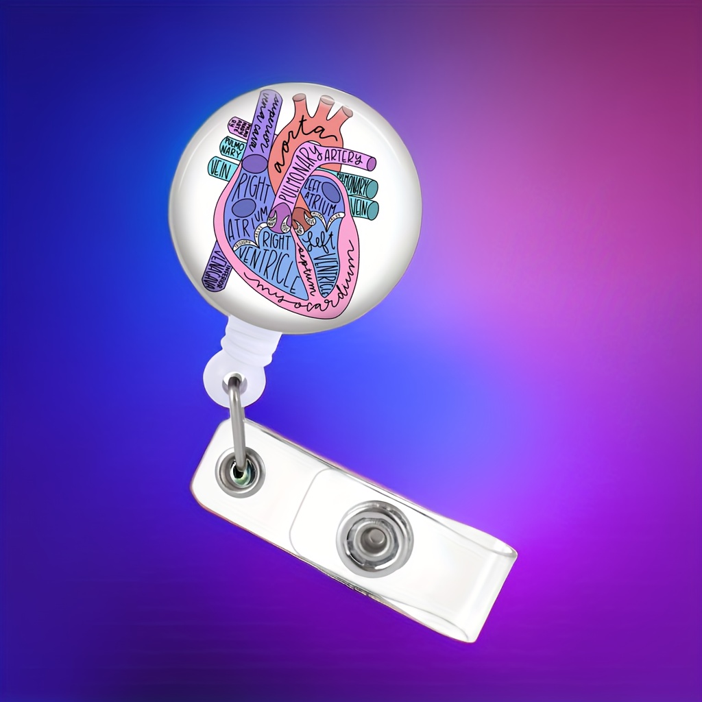Badge Reels Retractable ID Clip Holder Heart - Heart Anatomical