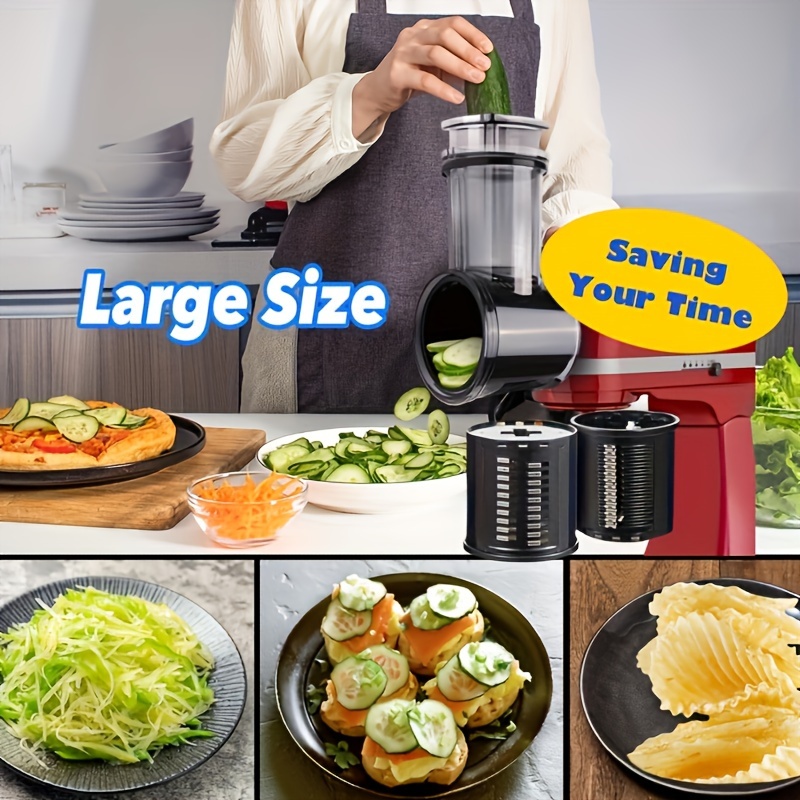Stainless Steel Slicer Shredder Attachments for KitchenAid Stand Mixers,  Dishwasher Safe, Large Vegetable Cheese Grater Slicer Accessories with 3