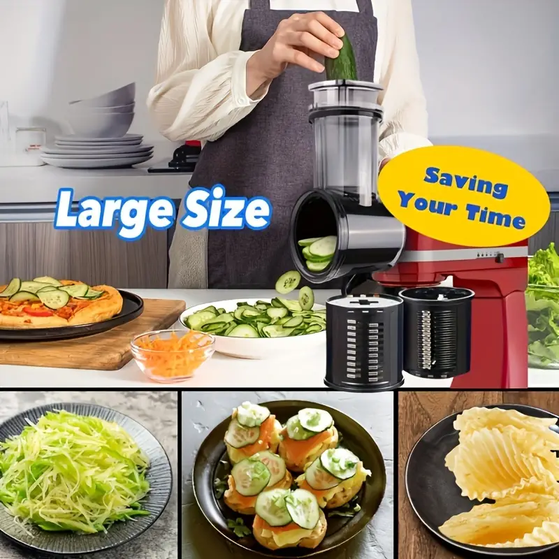 Stainless Steel Slicer Shredder Attachments for KitchenAid Stand Mixers,  Dishwasher Safe, Large Vegetable Cheese Grater Slicer Accessories with 3