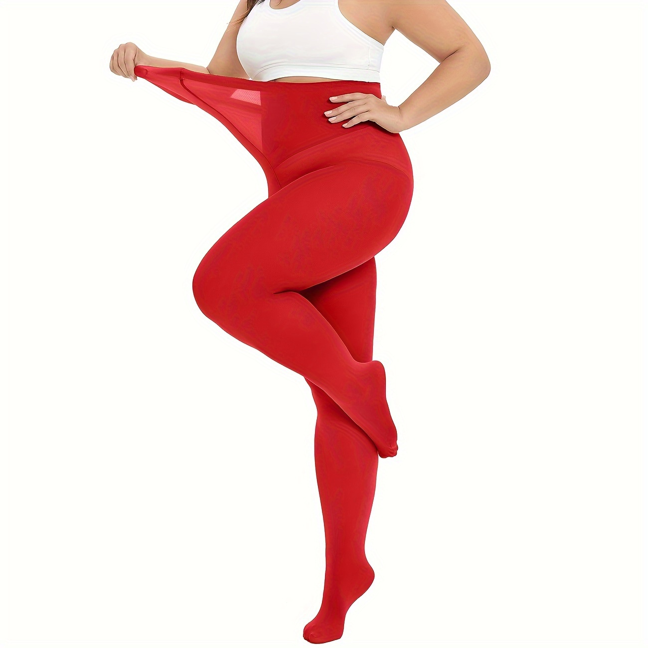 Hosiery Women's Plus Size Control Top Panty Hose Opaque Tights