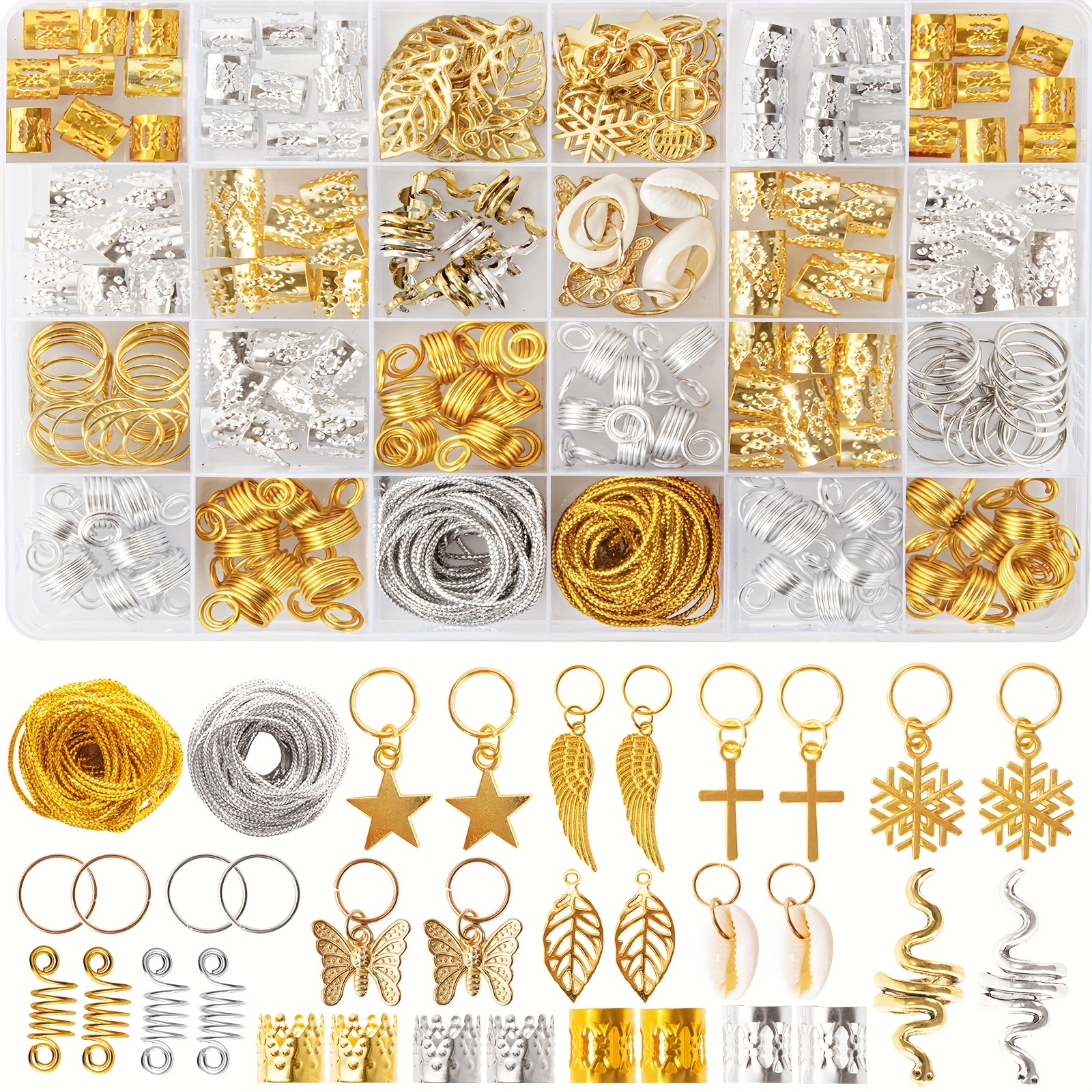 236PCS Gold Hair Accessories and Hair Beads: Hair Jewelry and Charms for  Braids, Hair Rings, and Braid Accessories - Ideal for Dreadlock  Accessories