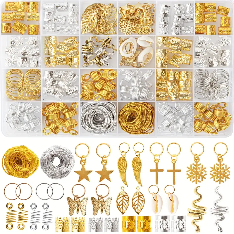 Hair Jewelry Beads Charms Dreadlock Golden And Silvery - Temu