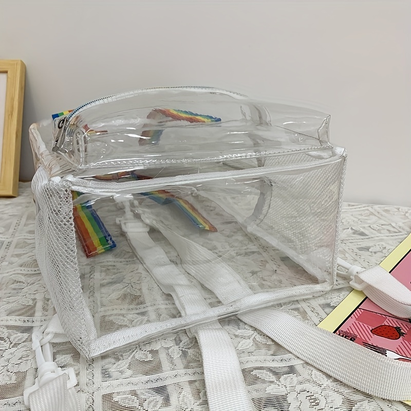 Transparent Zipper Backpack with Rainbow Straps
