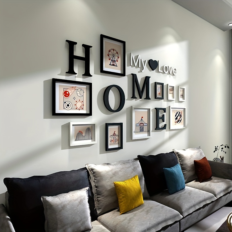 Conjunto Creativo De Decoración De Pared De Fotos, 9 Piezas De Marcos De  Fotos En Forma De Letra Para El Hogar Impresos Con Fotos De Paisajes, Es  Fácil Y Sin Taladrar La