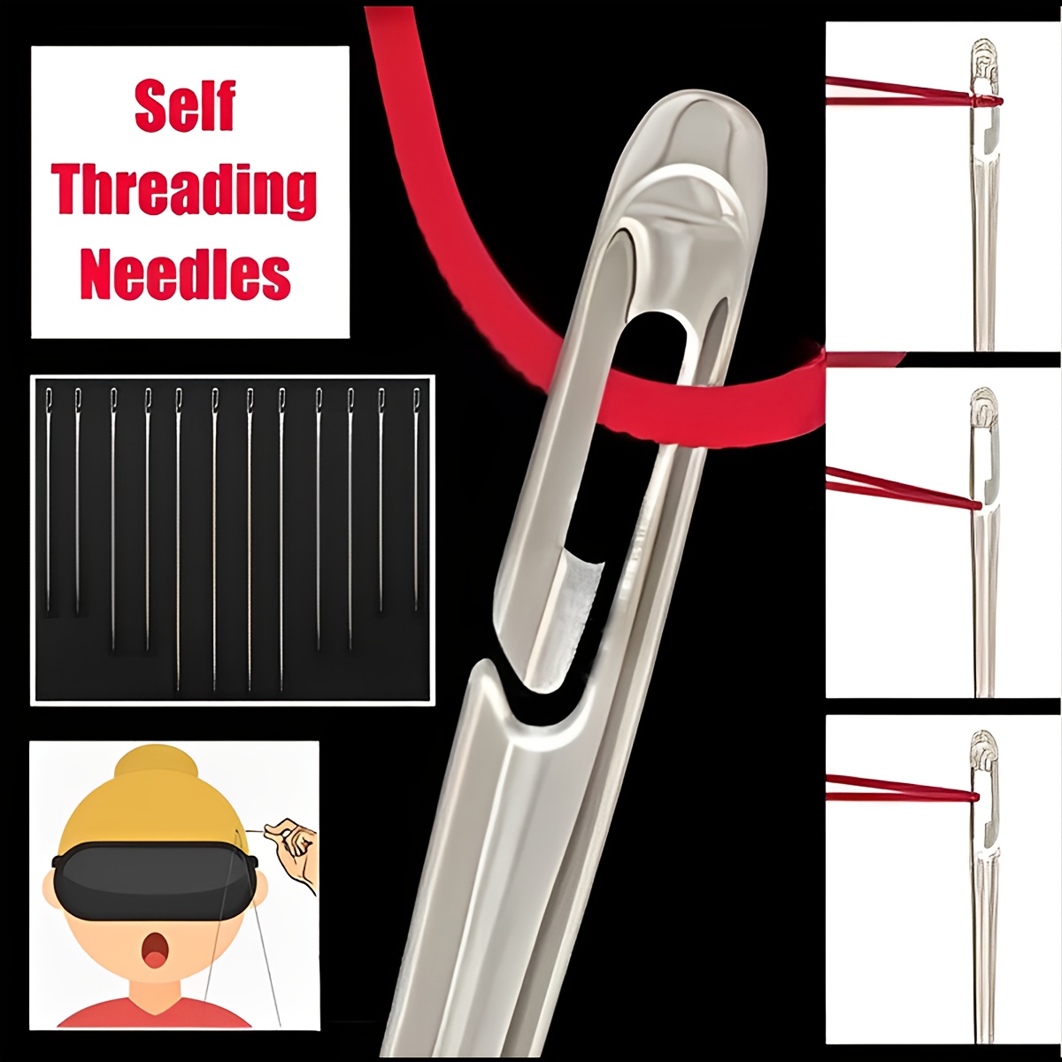 Hand Sewing Needles Self Threading Easy Thread Needles For - Temu