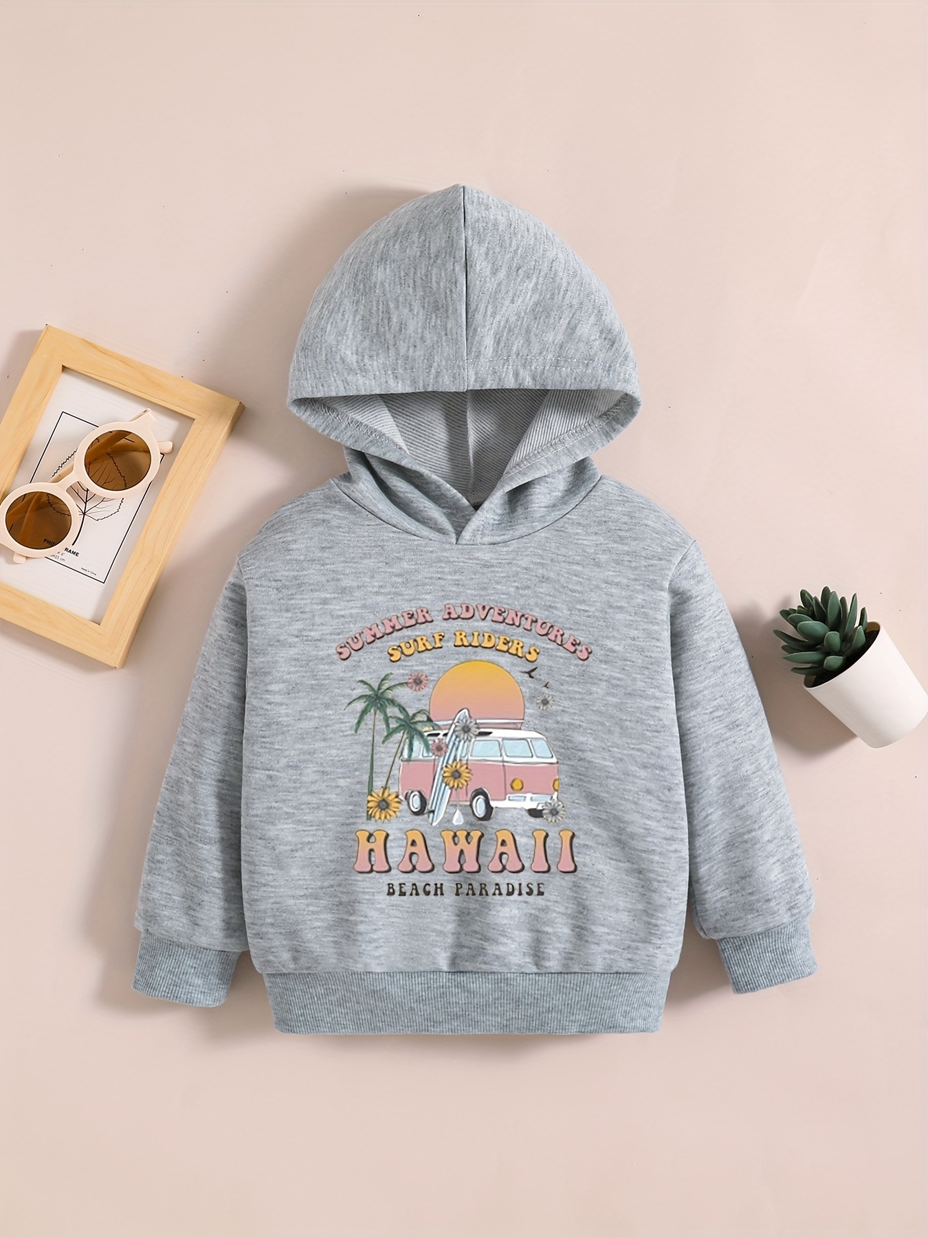 Hawaii Beach Letter Print Hoodie Casual Pocket Long Sleeve - Temu