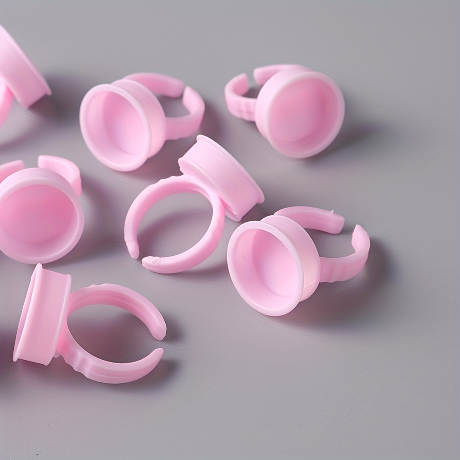 10pcs Pink Nail Art Rings Palette Container Gel Painting Manicure Tools