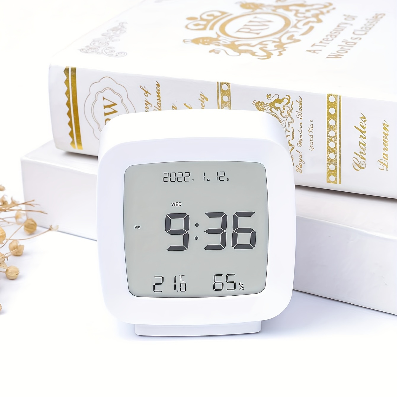 Reloj despertador silencioso LED para estudiante, reloj despertador  inteligente simple con temperatura y humedad, reloj despertador  multifuncional