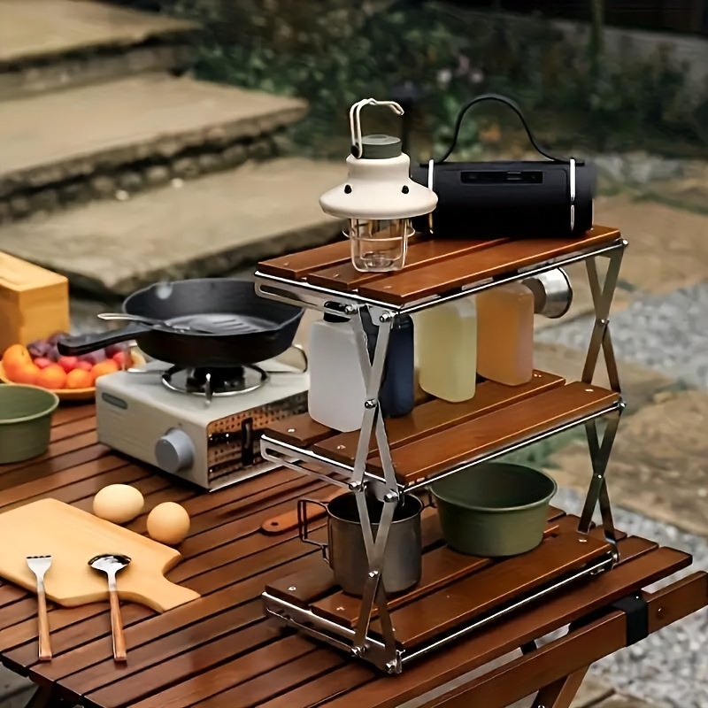 Mueble de cocina para camping al aire libre con estantes