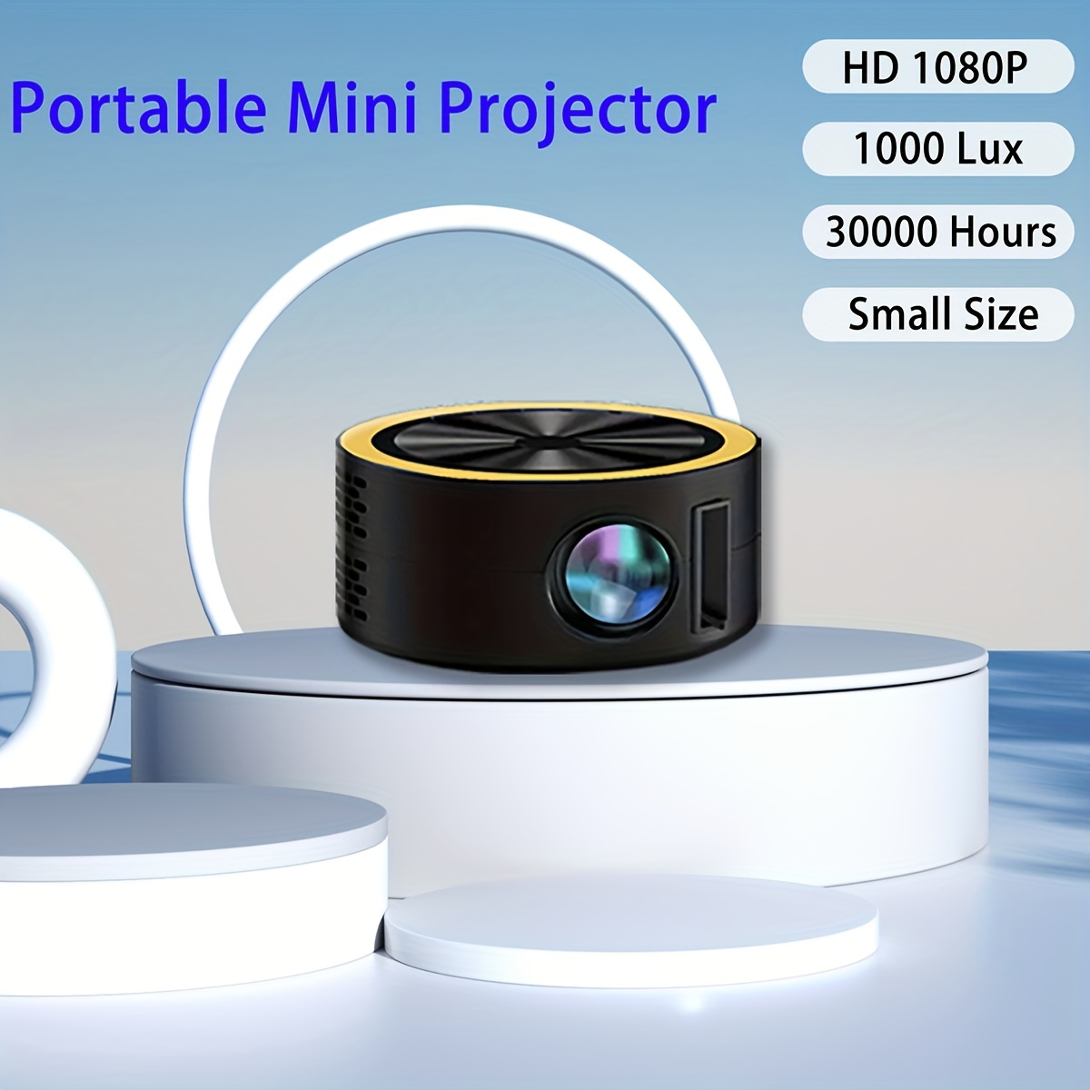 GooDee - Mini proyector, proyector portátil para iPhone, proyector de  películas compatible con 1080p, 2500 lux pequeño