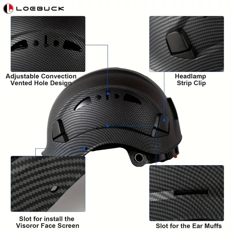 LOHASPRO Casco de seguridad para construcción ANSI Z89.1, aprobado por la  OSHA, casco ventilado para hombre con correa para la barbilla, casco de