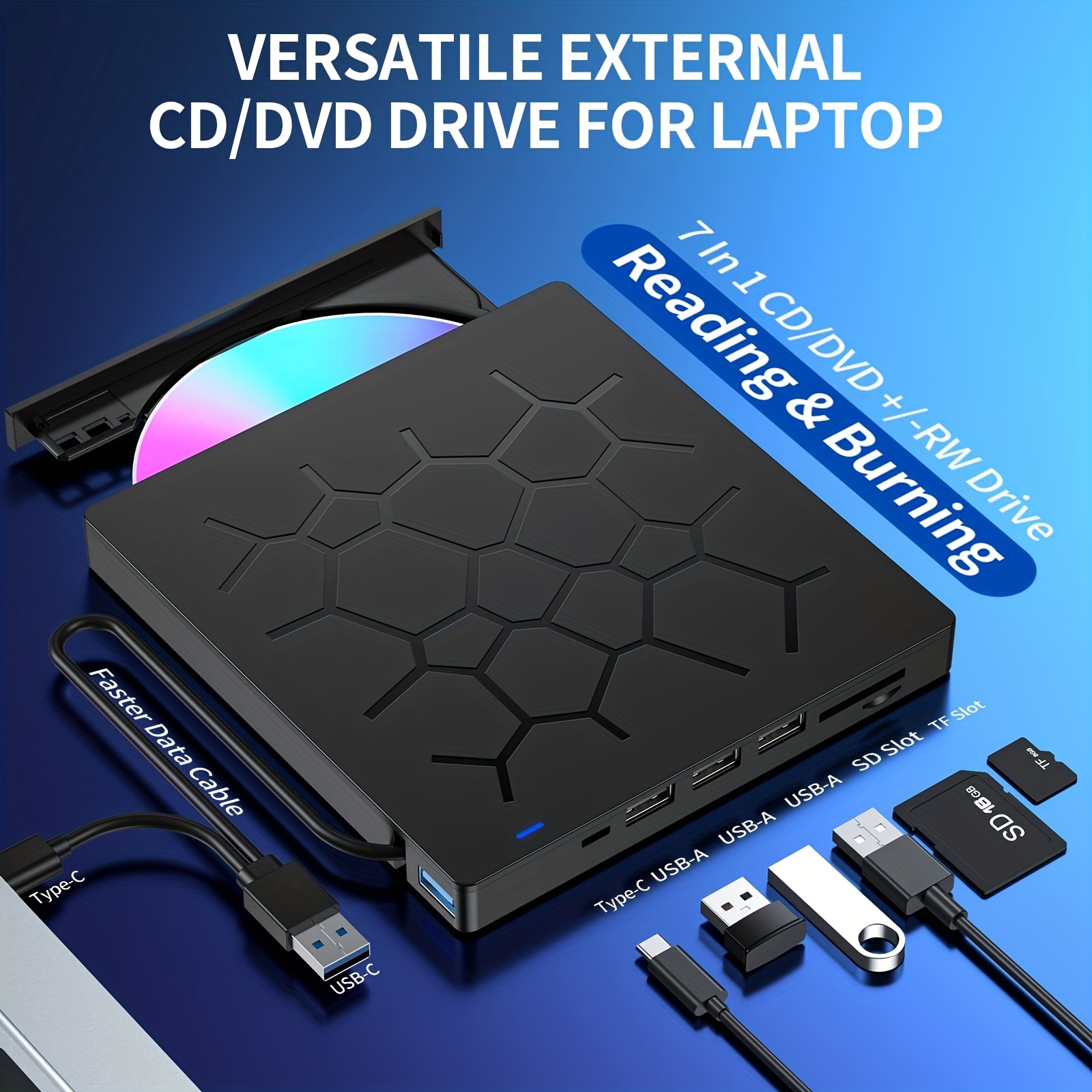 1 Portable Usb 3.0 Ultra thin External Dvd Recorder Drive - Temu