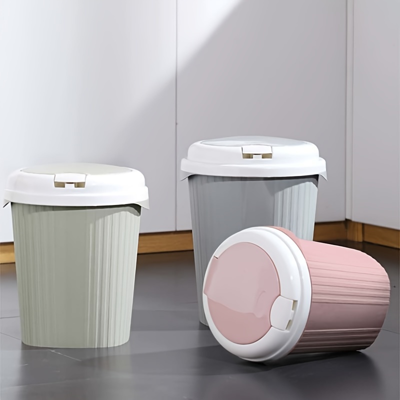 1pc Mini PP Waste Bin, Solid Color White Trash Can For Home And Kitchen