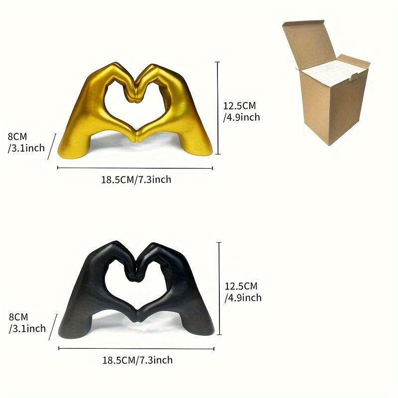 1pc Resin-made Desktop Sculpture Of Hand Gesturing Heart Shape