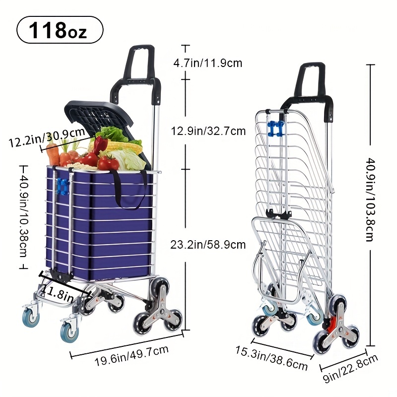Carro de la compra plegable sobre ruedas, carrito de compras ligero con  bolsa aislada
