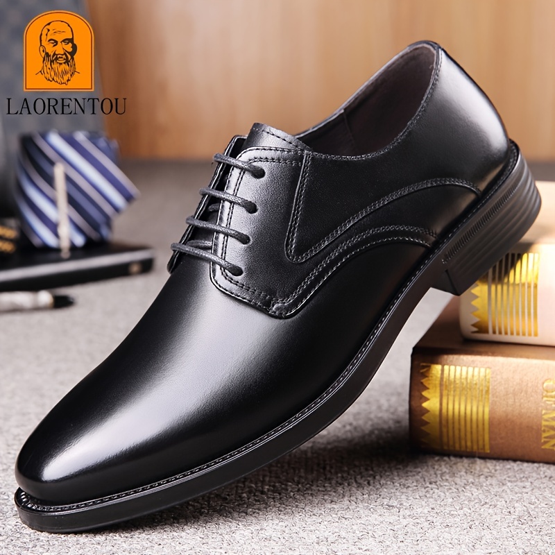 Laorentou Men's Genuine Leather Formal Derby Style Breathable Lace Up ...