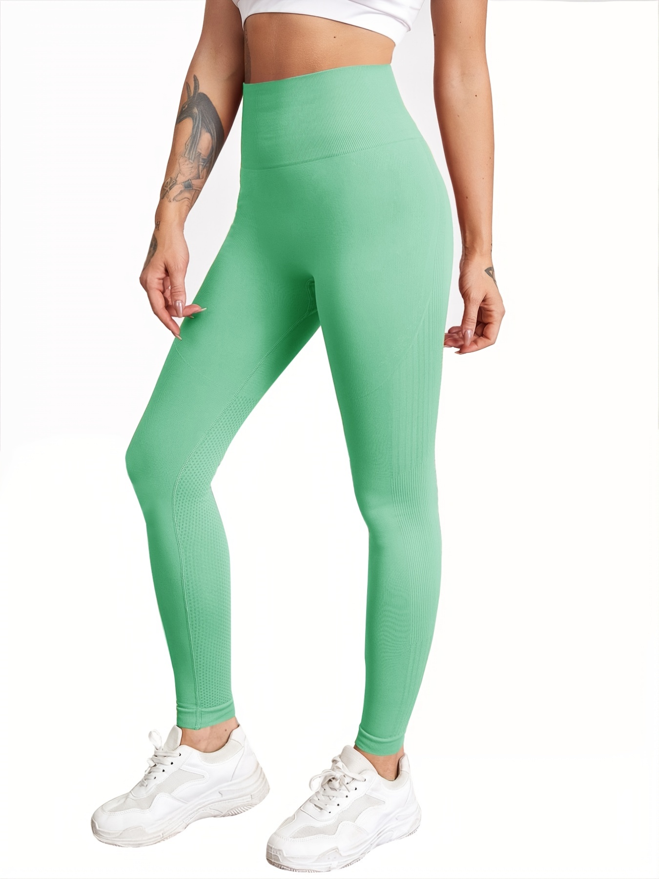 Solid Color Seamless Tight Knitted Trousers Sports Fitness - Temu