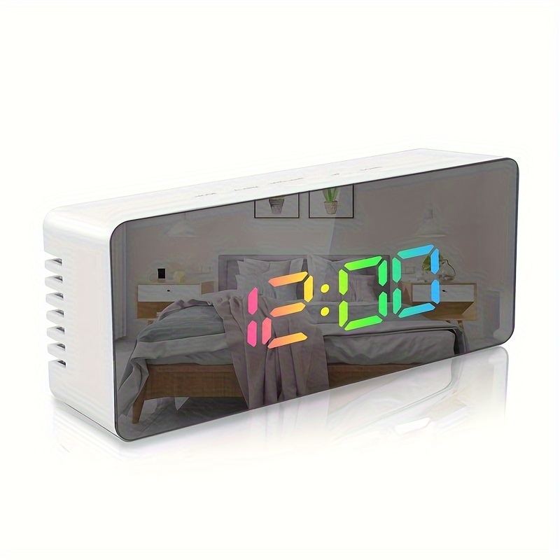 Réveil numérique, surface miroir électrique petite horloge de