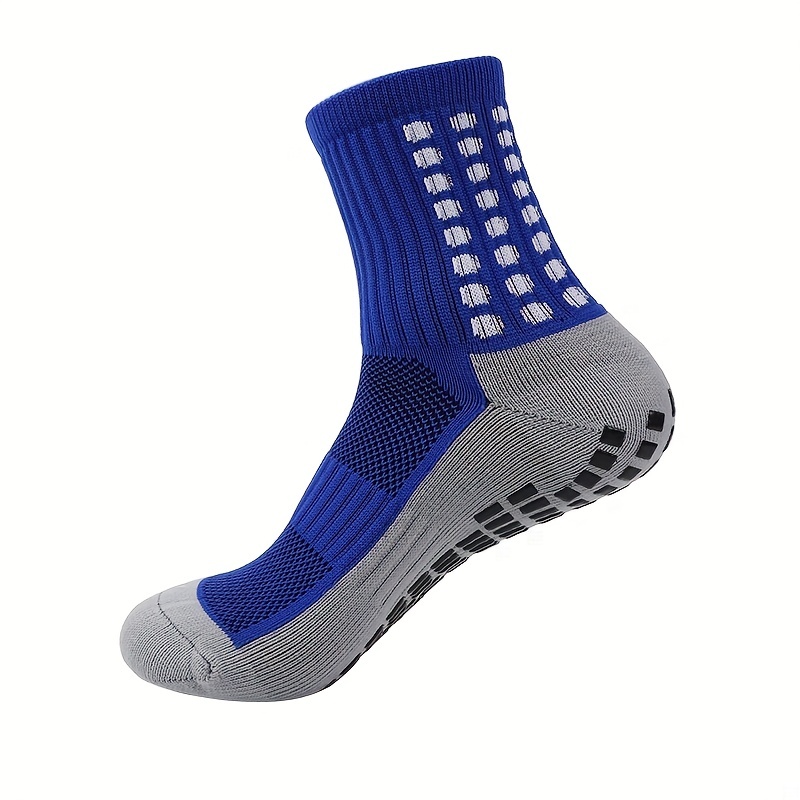 1pair Men's Anti-slip Soccer Socks With Thick Cushioning And Grip