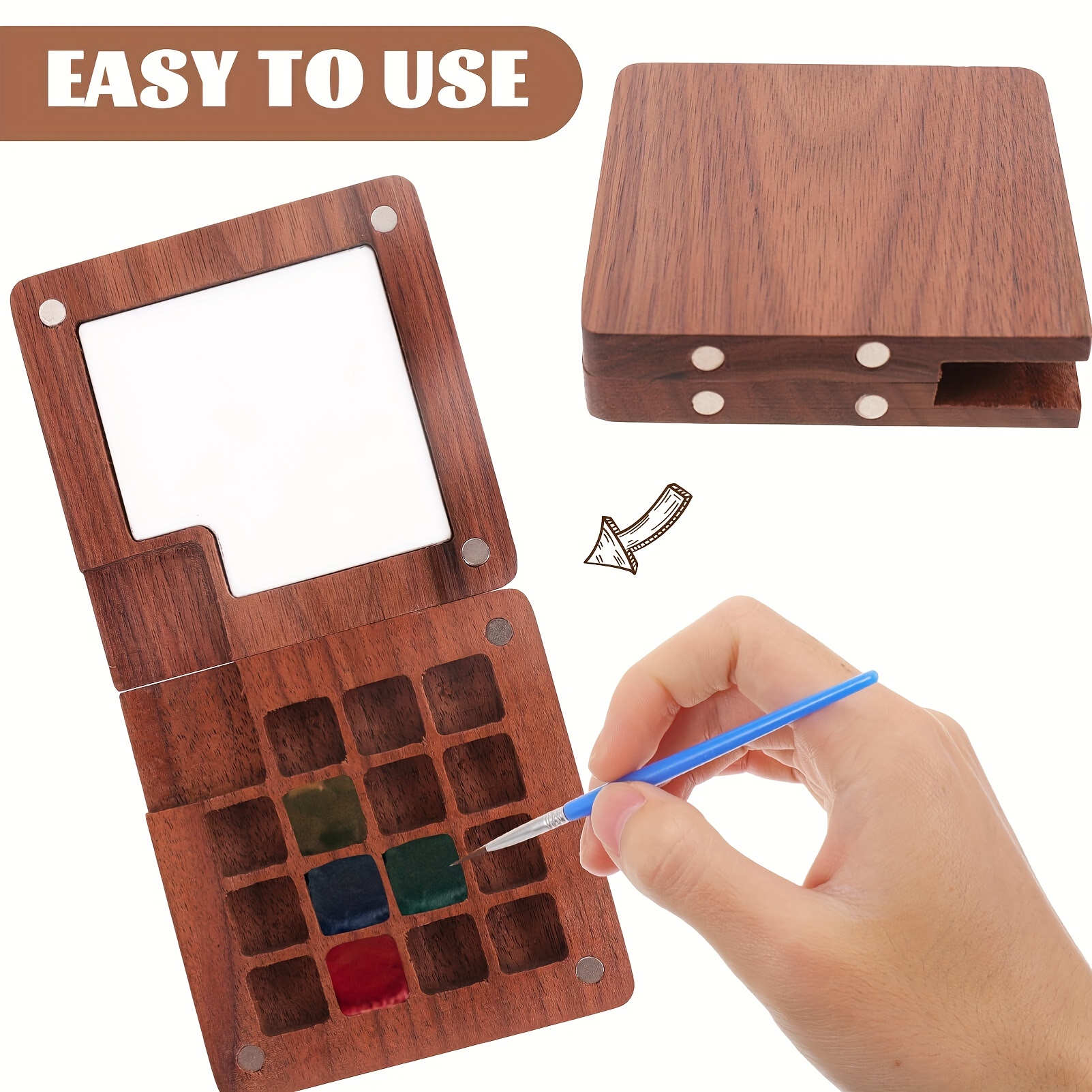 Portable Sketchbook Palette Wooden Mini Travel Paint Palette - Temu