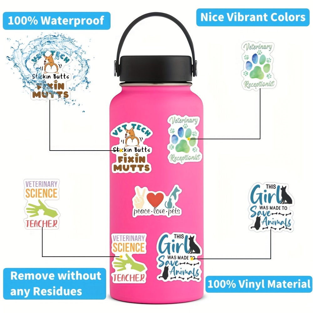 Waterproof Animal Stickers for Water Bottle Laptop, Cat Dog Tropical Rainforest Animals Vinyl Sticker for Kids Teens Adults