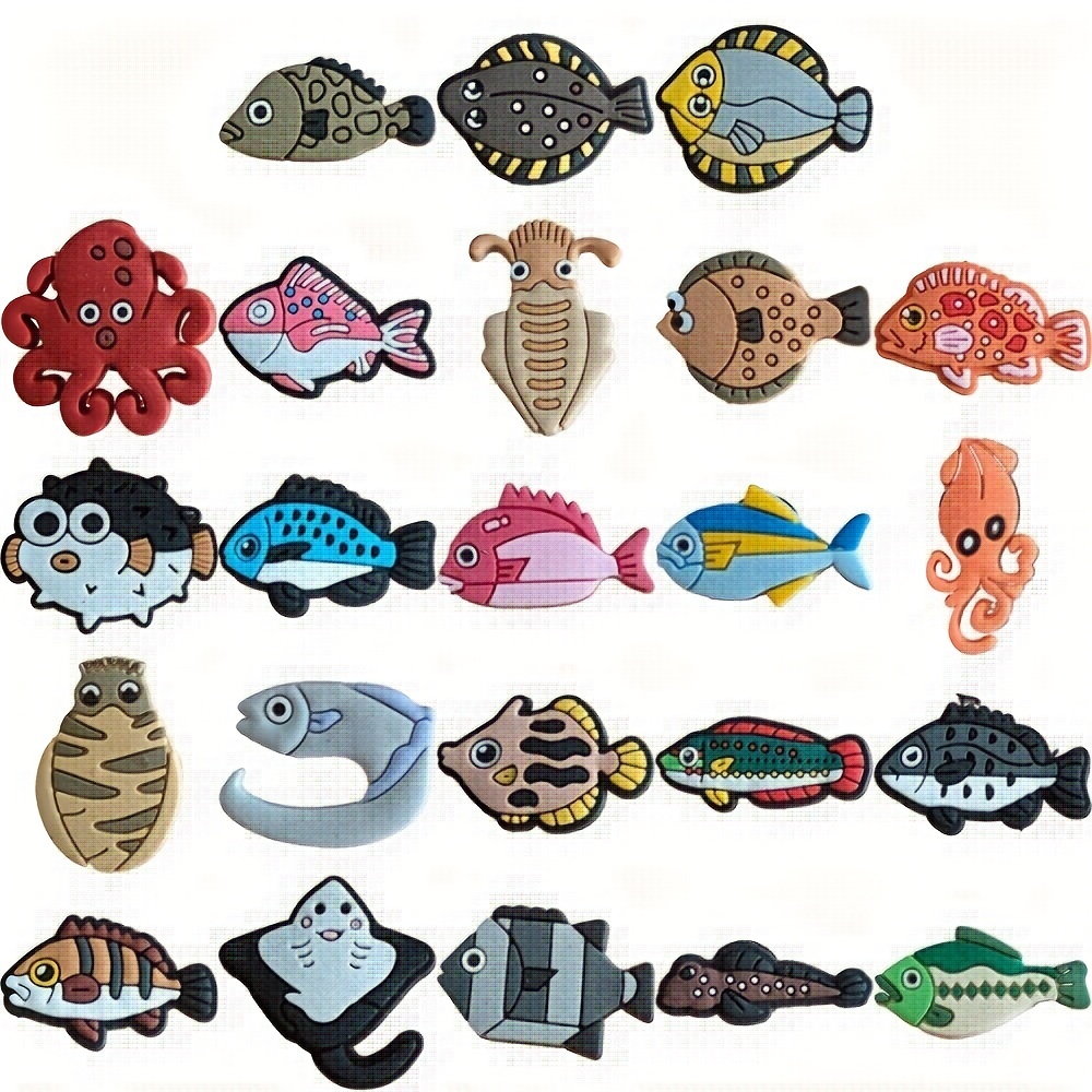 23 PCS High Quality Fish Pattern Croc Shoe Charm Fit For Clog Texas Charms For For Shoe Decoration Charms For Wholesale