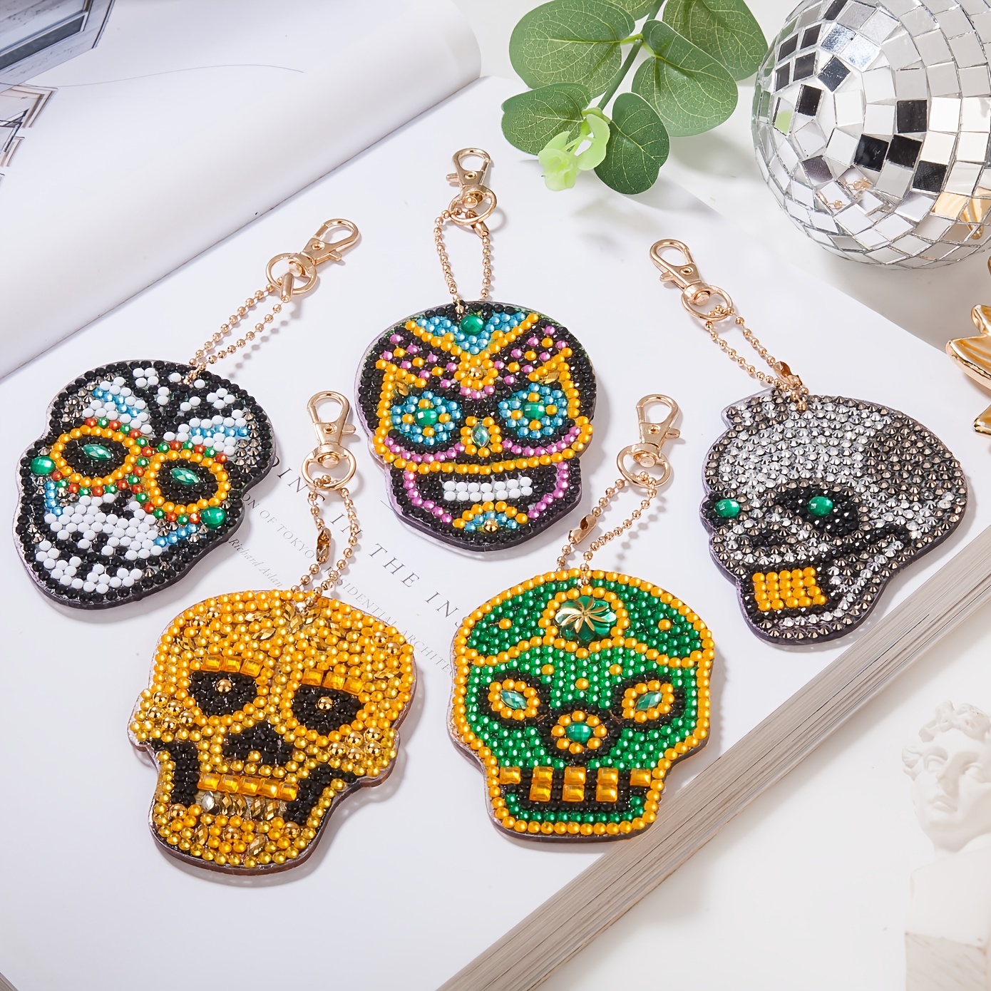 Diy Double sided Full Rhinestones Skull Keychain Diamond - Temu