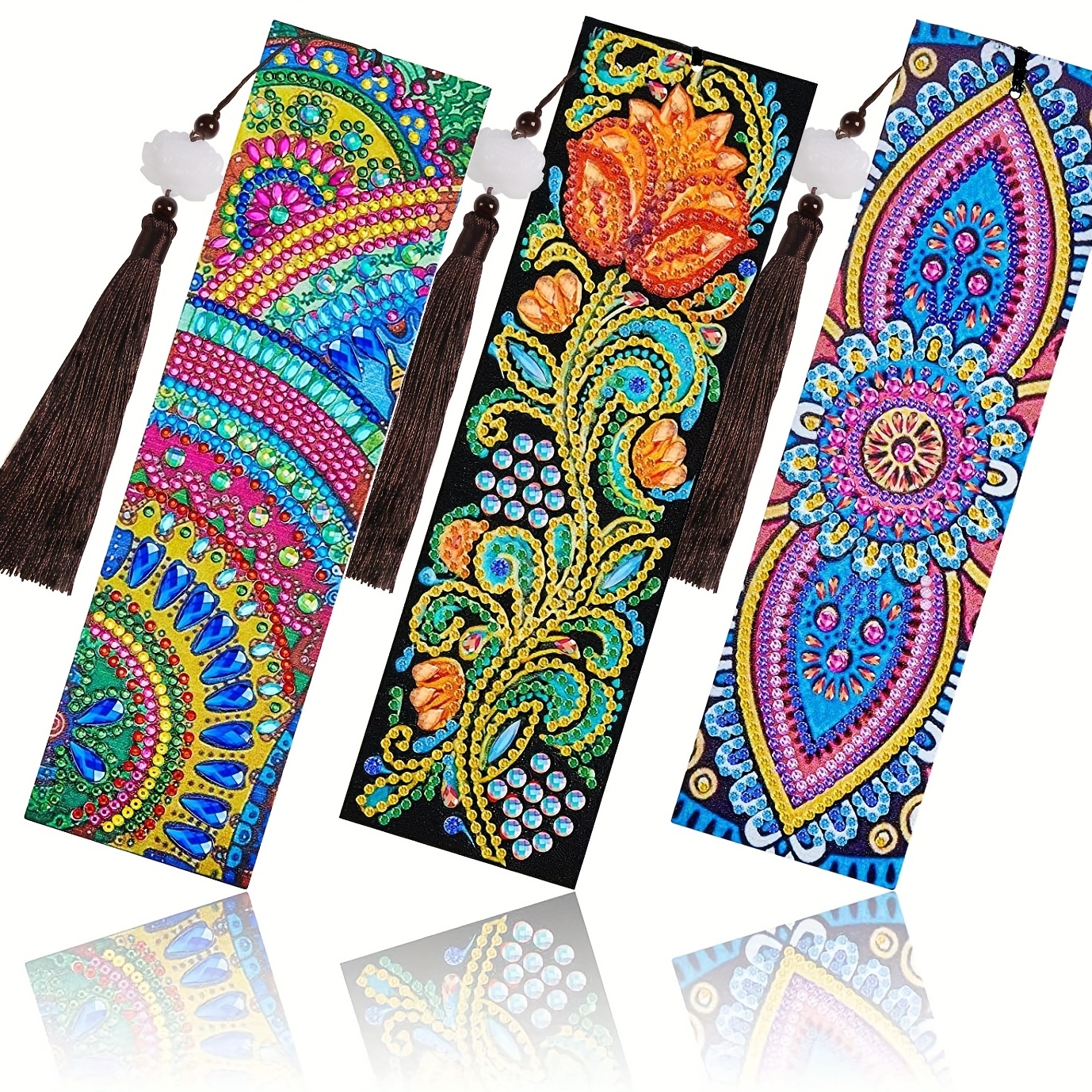 VETPW (2 Pack) Bookmark Kit with Leather Tassel, 5D DIY Mandala Diamond  Painting Bookmarks, Painting by Number Kit for Birthday and Graduation