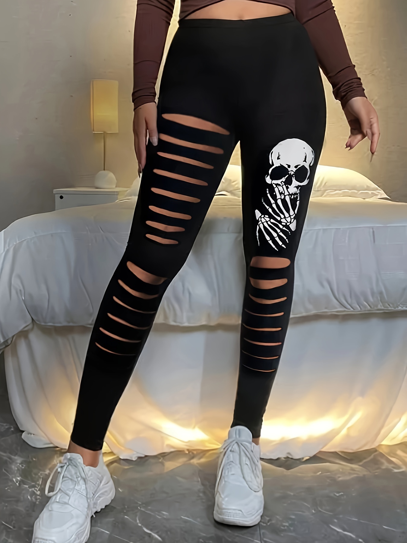 Plus Size High Waist Solid Color Stretchy Leggings Women's - Temu Italy