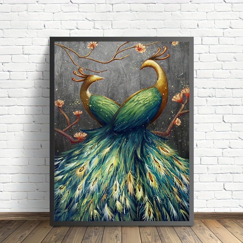 Golden Peacock Leaf Wall Art Canvas Painting Elegant Poster - Temu