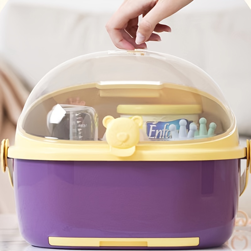 Baby Desktop Storage Box With Lid Dustproof Bottle Drain - Temu