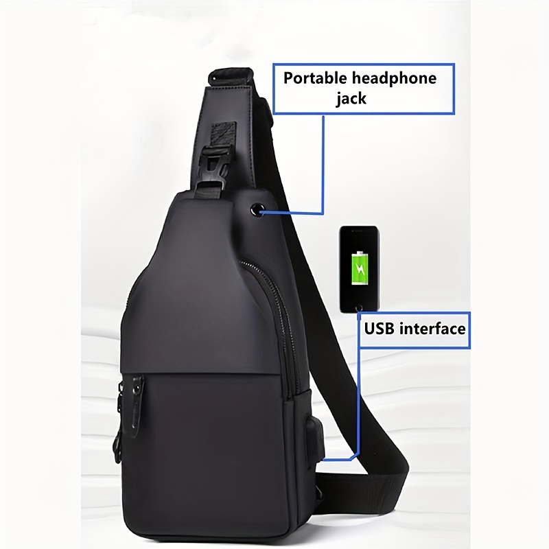 WEIXIER Men's Crossbody Bag Shoulder Sling Anti-theft Lock USB Oxford  Bag
