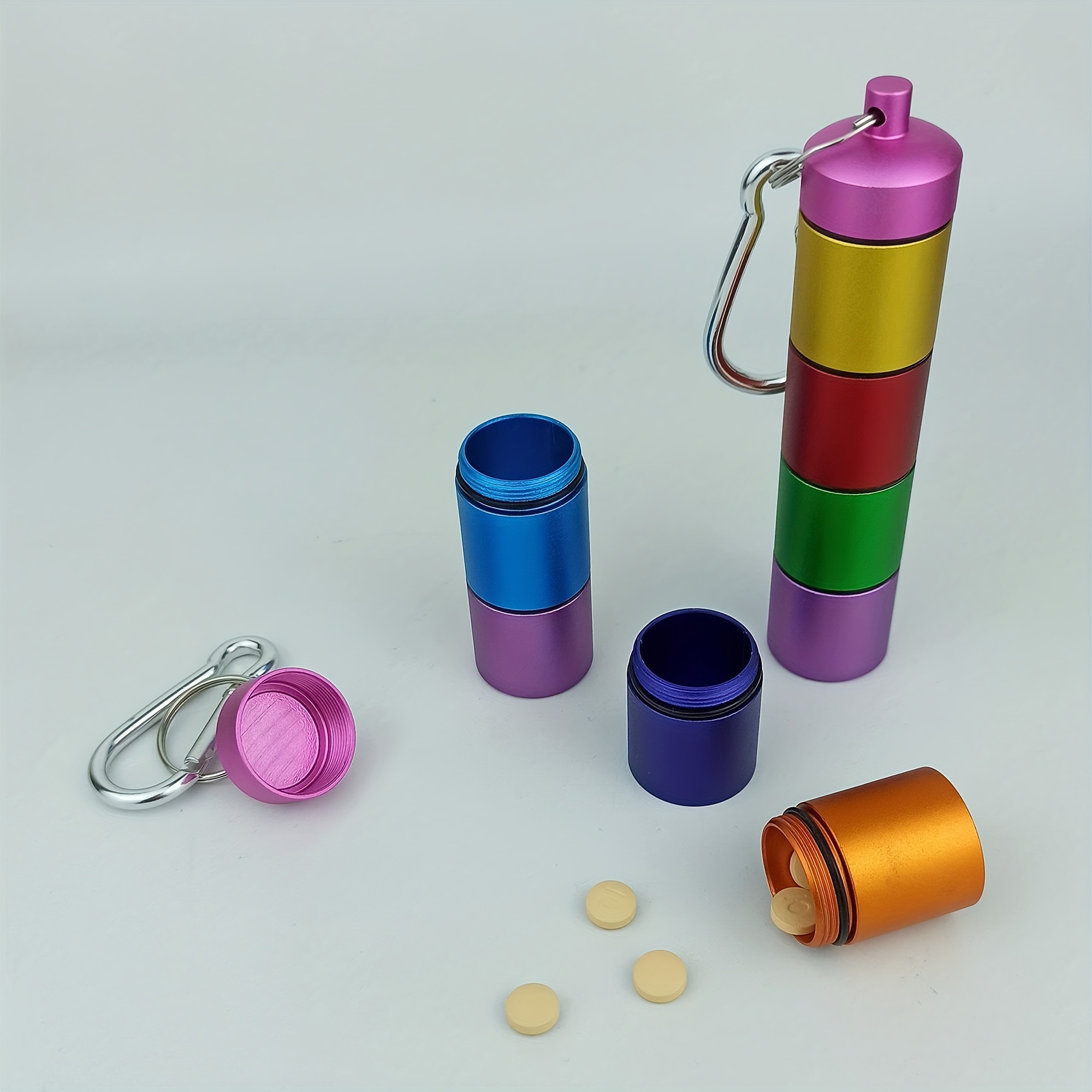 Pastillero llavero mini pastillero para viajes al aire libre impermeable  aleación de aluminio pastillero pequeño organizador de píldoras llavero