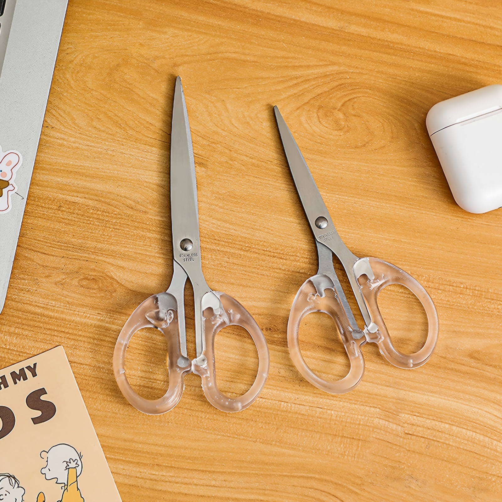 Cute Kawaii Clear Acrylic Silver Scissors School Office Scissors